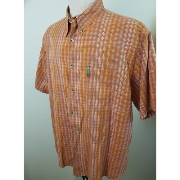 Columbia Sportswear Orange Plaid Button Front Shirt size XL 12921-0405 - Picture 3 of 7